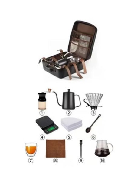 Generic 11-Piece Complete Pour Over Coffee Maker Set – Includes V60 Drip Coffee Maker, Coffee Grinder,