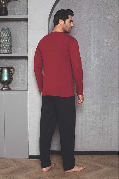 Intisimo Men's Pajamas, Blouse + Long Pants, Venice Beach, Bordeaux - 2XL