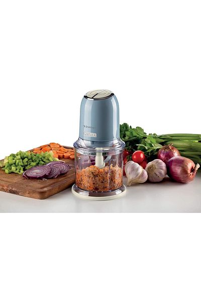 ARIETE 438 Vintage Chopper, 2 Speed Settings, 4 Stainless Steel Blades, 600 ml, 400 W, Light Blue