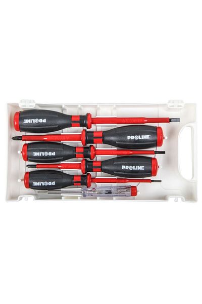 PROLINE Set of Insulated Screwdrivers with Rubber Handle + Tester - 6P.