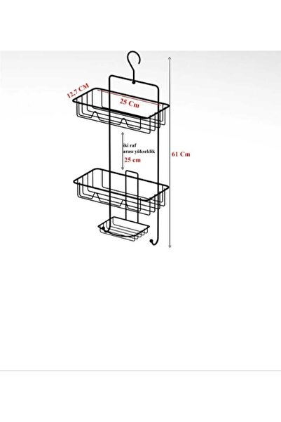 YÜCEKAYA TİCARET 3-Tier Black Shower Shelf, Shampoo Holder, Soap Dish, Hanging Shampoo Holder, Adhesive Shower Shelf