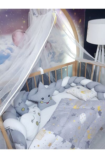 Baby Clime 60X120 Baby Sleeping Set - Knitted Protection, Mosquito Net and Apparatus