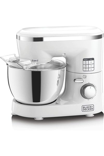 Black&Decker Kitchen Stand Mixer Machine, 1000W Power, 4L Stainless Steel Bowl, 6 Speed Settings, SM1000-B5