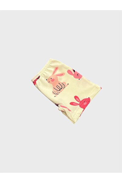 elmas kids Girl's Cotton Ecru Pink Color Rabbit Patterned Athlete Boxer Set