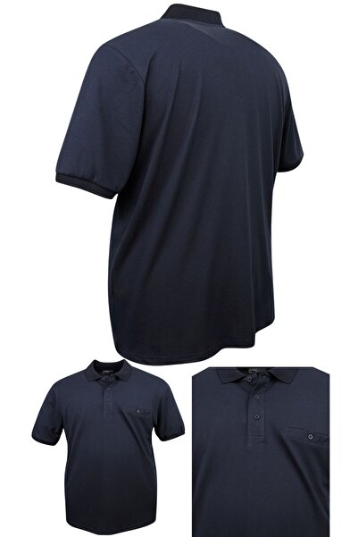 marufshop Men's Large Size 115 - 155 Kilograms Suitable Size Lycra Pique Polo Neck Pocket T-Shirt