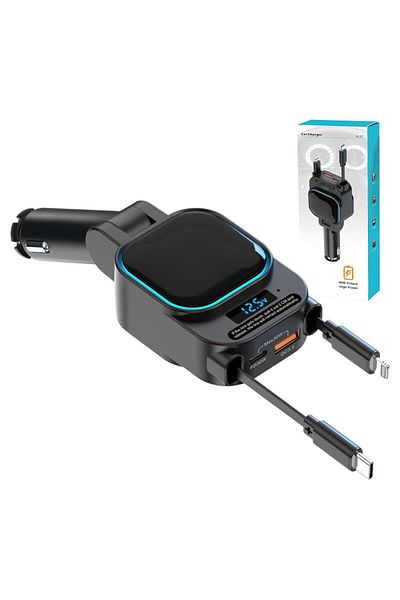 e-Wantay PowerMax 4 in 1 Car Charger, 96W, FM, Type-C & Lightning, USB, Hands-Free, Fast Charge