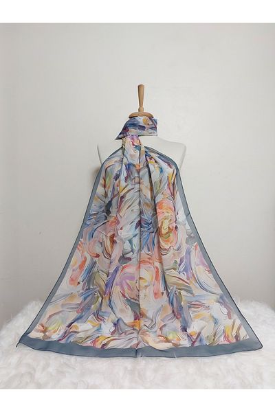 istanbul prensesleri Patterned Watercolor Crepe Chiffon Shawl High Quality, Fine Texture Soft Chiffon