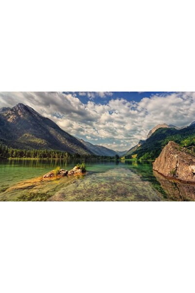 ve Tablou Canvas, Lac de munte, 90 x 50 cm, Rama lemn, Multicolor