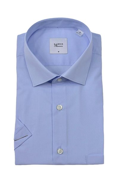 KAMER Men's Classic Solid Color Short Sleeve Shirt Cotton 9400 Bgl-St04582