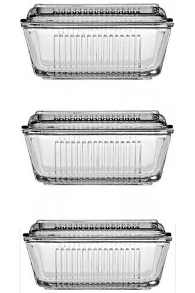 Paşabahçe 3-Piece Butter Food and Breakfast Glass Storage Set - 97711 072oa Ttkcs