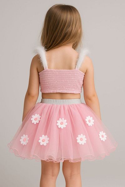 SIRRI Girl's Tutu Skirted Crop Set 2-Piece – Sequined Ballerina Dress 2-6 Years Old for Party and Special Occasions