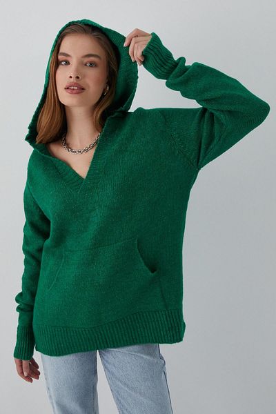 MARKALİSTE Pulover cu glugă cu buzunar cangur verde