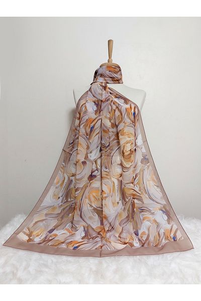 istanbul prensesleri Patterned Watercolor Crepe Chiffon Shawl High Quality, Fine Texture Soft Chiffon