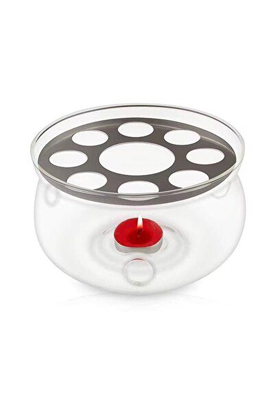 Generic Borosilicate Glass Teapot 1000ml with Bamboo Lid & Stainless Steel Infuser + Candle Warmer Base