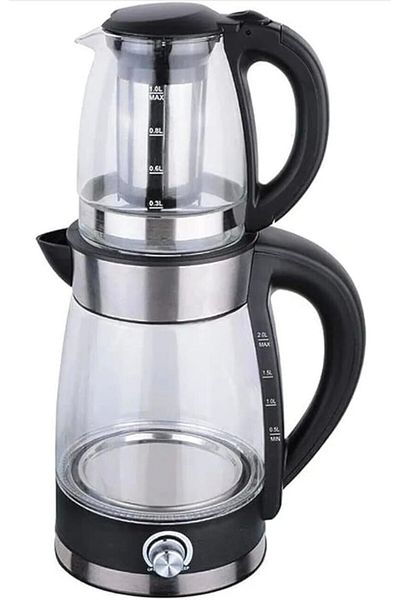 Dessini 2 in 1 Glass Electric Tea Maker & Kettle – 2200W, UK Strix Control, German Glass, SS Design