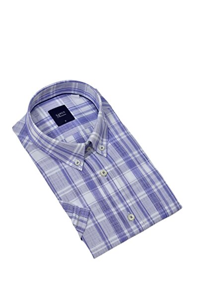 KAMER Чоловіча класична картата сорочка з короткими рукавами 9458 BGL-ST04579