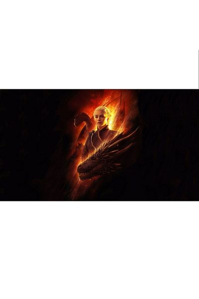 ve Tablou Canvas, Game Of Thrones, Daenerys, personaj, dragon, fantastic 5, 90 x 50 cm, Multicolor