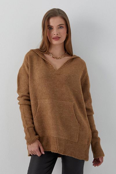 MARKALİSTE Pulover cu glugă cu buzunar cangur Camel