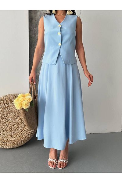 Ekim Store Straight Skirt Double Blazer Vest Suit