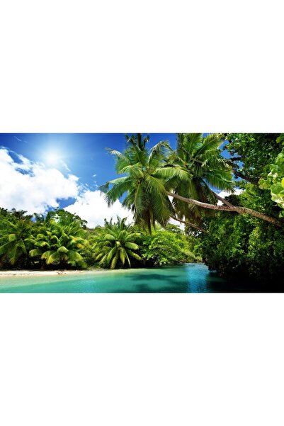 ve Tablou Canvas, Laguna albastra, 90 x 50 cm, Rama lemn, Multicolor