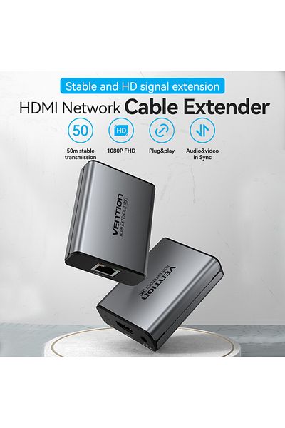 Vention HDMI Network Cable Extender 50M Grey Aluminum Alloy Type