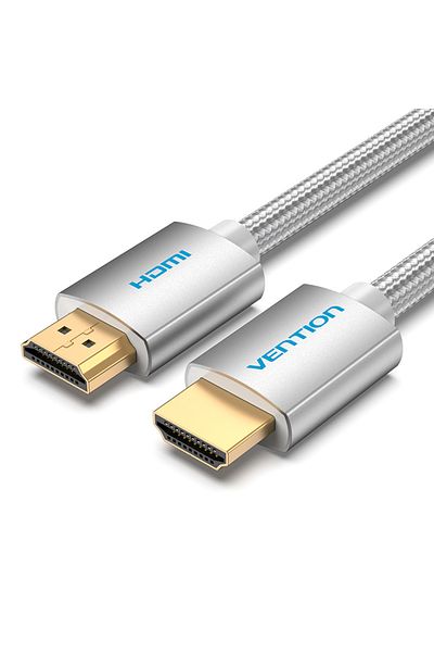 Vention Cotton Braided HDMI Cable 8M Silvery Metal Type