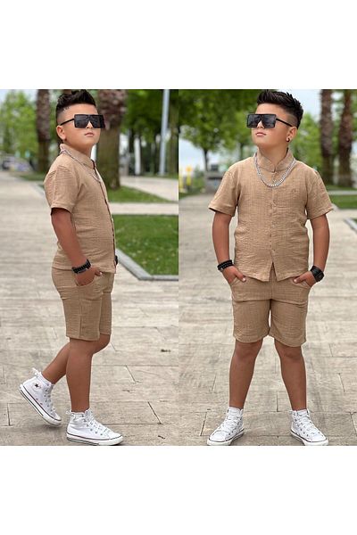 KOKOŞ BEBEK Boy's Shirt Linen Suit