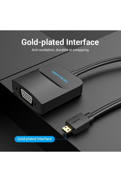 Vention Micro HDMI to VGA Converter with Female Micro USB and Audio Port 0.15M Black