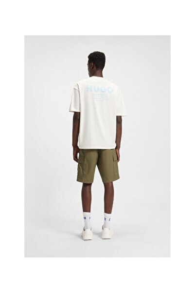 HUGO Kordonlu ve logo yamalı, yapılandırılmış pamuklu şort