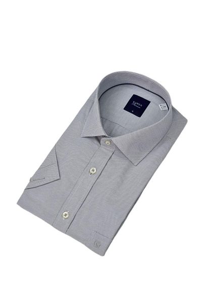 KAMER Men's Classic Eyelet Pattern Short Sleeve Shirt 9404 Bgl-St04573