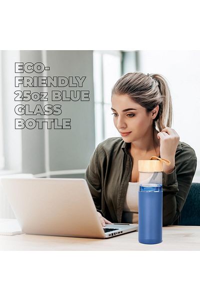 Generic Excefore Glass Water Bottle, 500ML Gym Drinking Bottles with Slip Resistant Silicone Sleeve and Lea