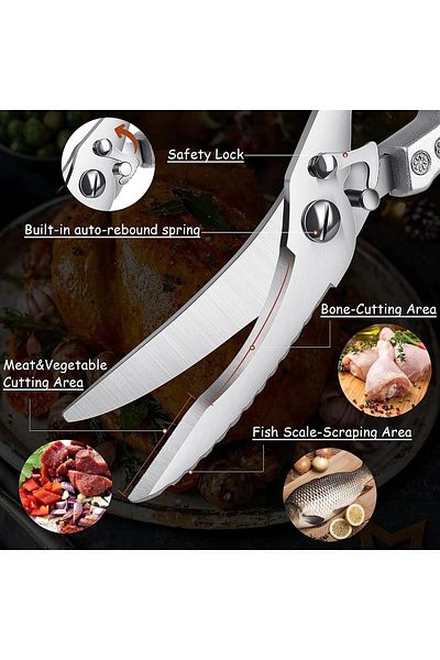 Generic Arabest Kitchen Scissors, Stainless Steel Poultry Shears Sharp Bone Shears Multi-purpose Food Sciss