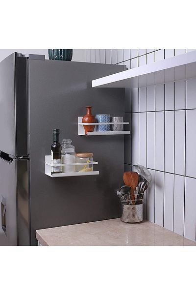 Generic TRASSLE 2Pcs Magnetic Spice Racks, Magnetic Shelf for Refrigerator Magnetic Fridge Shelf with 4 Rem