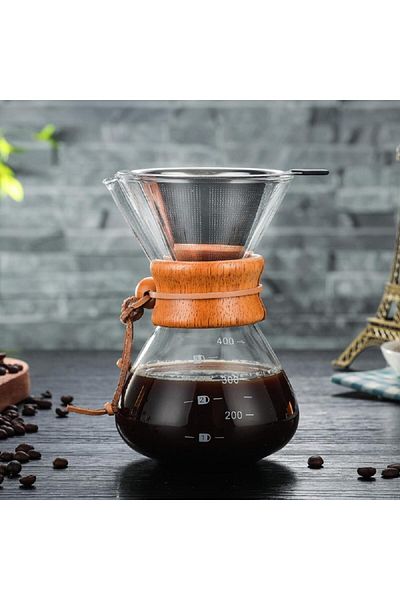 Generic High temperature resistant high borosilicate glass 400ml hand brewed coffee sharing pot