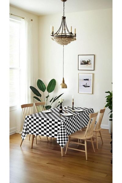 Generic Honwor® Checker Pattern Tablecloth, Black White Reusable Plastic Cloth for Racing Party, Picnic, Ba