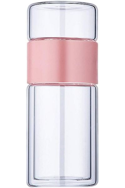 Generic Oasisgalore 1pc Tea Separator Cup Tea Bottle Tea Water Bottle Tea Separation Cup Double Layer Glass