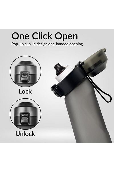 Generic NALACAL Matt Finish Water Bottle With 2 Flavor Pod | Include Straw and Strap | Silicone Leak-Proof