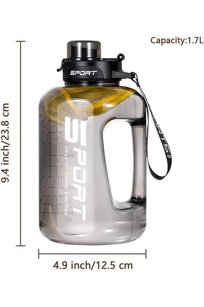 Generic 1.7L Sports Water Bottle with Carry Handle & Straw -Azonee Gym Water Bottle With Handle, Large Wate