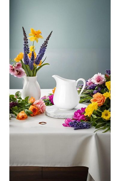 Generic Sweet seven® Elegant White Porcelain Creamer Pitcher with Handle - Microwave & Freezer Safe, for Ho