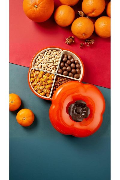 Generic Sweet seven 4-Compartment Divided Serving Tray with Lid - BPA-Free Snack Platter Container for Appe