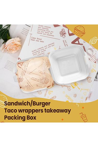 Generic MAKINGTEC Paper Food Wrapping Food Grade Deli Taco Sandwich Burger Paper Disposable 3 Patterns Food