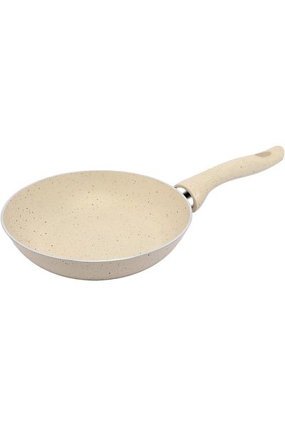 Generic Bister Granite Frying Pan with Glass Lid, Ergonomic and Stay Cool Handle, Made of High Quality, Bei