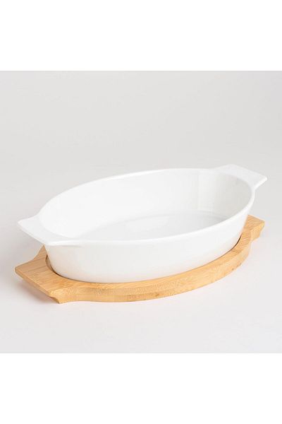 Generic La Mesa La Mesa Oven/Serving Oval Plate With Bamboo