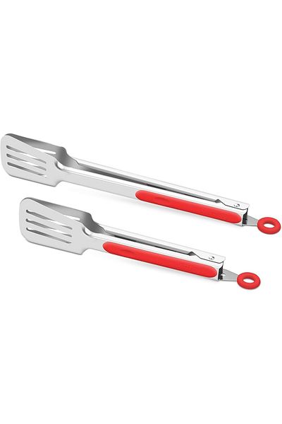 Generic JZS Cooking Kitchen Tongs, 2 Pcs 304 Stainless Steel Kitchen Cooking Tongs for Cooking, Metal BBQ G