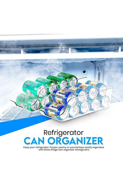 Generic ALMEKAQUZ Soda Can Dispenser for Refrigerator, Can Organizer For Fridge or Countertop, Clear Soda C