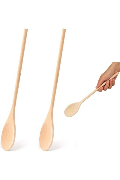Generic Duomama 12 Inch Wooden Cooking Spoons - Set of 2 | Long Handle Mixing & Tasting Spoons | Durable Ov