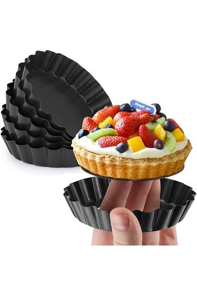Generic SWIUKPHE 6Piece Mini Tart Pan Set with Removable Bottoms, Nonstick Quiche Pie Pans, 4 Inches, Corru