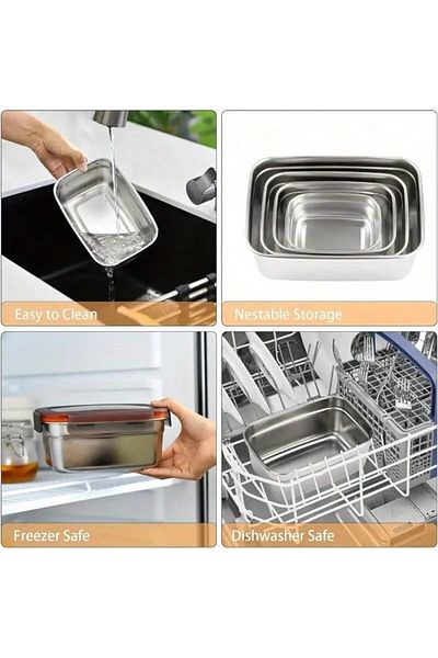 Generic 304 Stainless Steel Lunch Box, 2pcs Set,550/1900ml, 304 Insulated Leakproof,Stainless Steel Lunch B