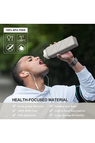 Generic NALACAL Collapsible Silicone Water Bottle 610ml | Foldable, Portable, Leakproof Reusable Water Bott