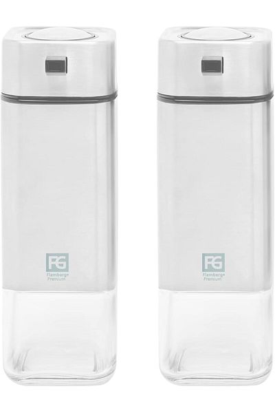 Generic Flamberg Premium Dispenser Set for Oil & Vinegar, 220 ml, Silver